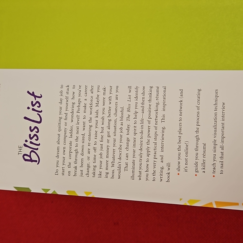 The Bliss List by J.P. Hansen Finding your passion marketing self help gift New - Picture 2 of 14